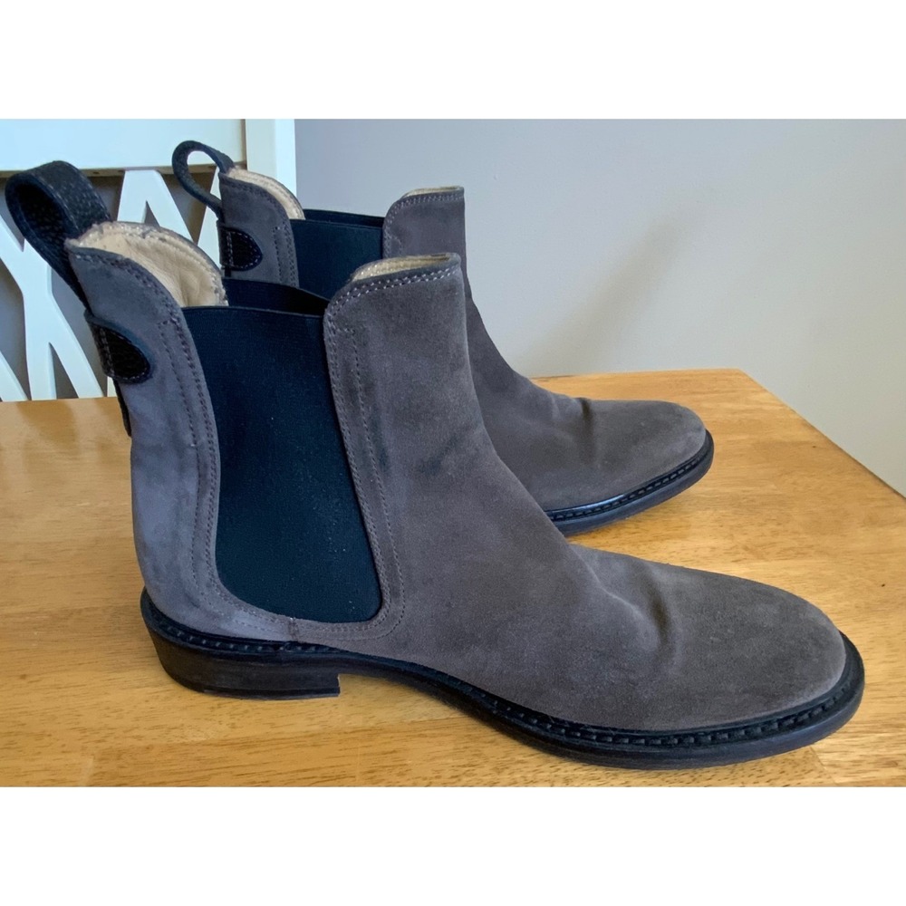 George Brown Bilt Grey Brown Suede Chelsea Boots Mens Size 9M Italy Sample Shoe - Picture 5 of 16